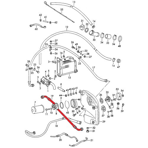 Olieleiding van radiateur naar carter voor Porsche 911 type F (1965-1971) - RS92688