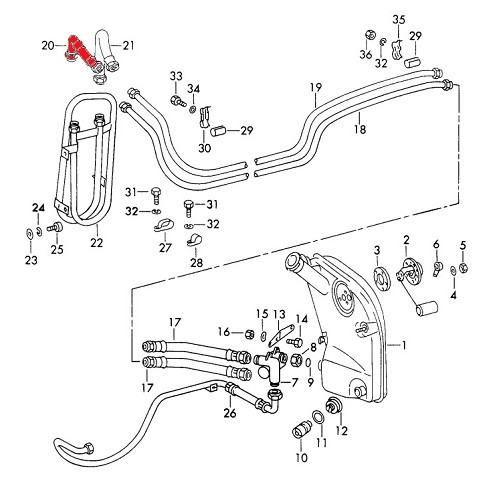 Entrada de óleo para o radiador para Porsche 911 tipo F (1972-1973) - RS92703