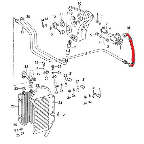 Conduite d'huile sur support de filtre à huile pour Porsche 911 type F 2,4S (1972) - RS92709