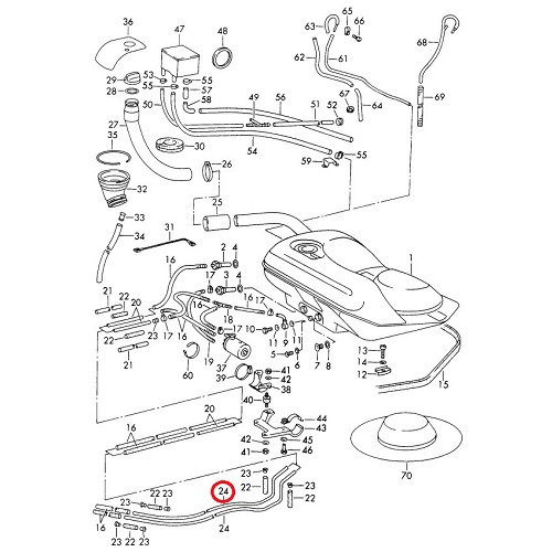 Durite de carburant arrière pour Porsche 911 type F et 912 (1965-1971) - RS92872