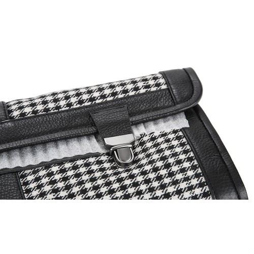 Gereedschapsset in zwart leer en houndstooth stof voor Porsche - RS92876