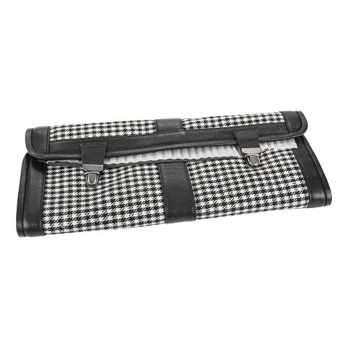  Kit de ferramentas em pele preta e tecido houndstooth para Porsche - RS92876 