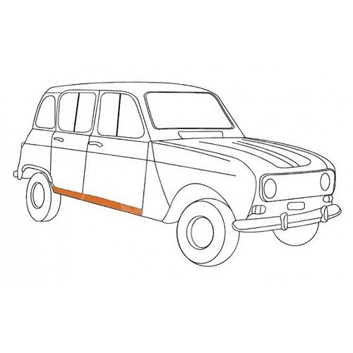 Bas de caisse droit pour Renault 4 (10/1961-01/1994) - RT10084