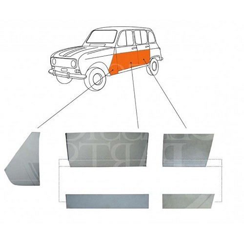 Panel lateral delantero izquierdo para Renault 4 (10/1961-01/1994) - RT10086