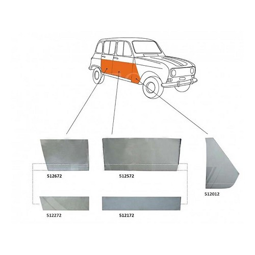 Davanzale anteriore destro per Renault 4L - RT10172