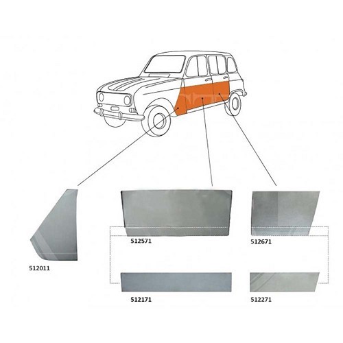 Peitoril da porta dianteira esquerda para Renault 4 (10/1961-12/1993) - RT10176