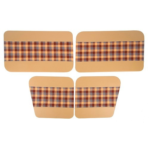 Set van 4 deurpanelen voor Renault 4 (10/1961-12/1993) - beige kunstleer, beige en bruin ruitjesmotief