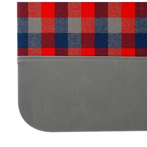 Set of 4 door panels for Renault 4 (07/1982-12/1992) - grey leatherette, red and blue plaid - RT20016