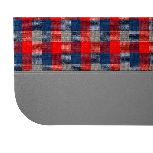 Pair of front door panels for Renault 4 (07/1982-12/1992) - grey leatherette, red and blue plaid - RT20018