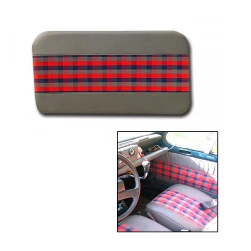 Pair of front door panels for Renault 4 (07/1982-12/1992) - grey leatherette, red and blue plaid - RT20018