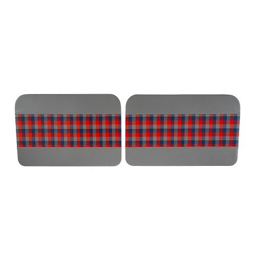  Coppia di pannelli porta anteriori per Renault 4 (07/1982-12/1992) - similpelle grigia, tartan rosso e blu - RT20018 