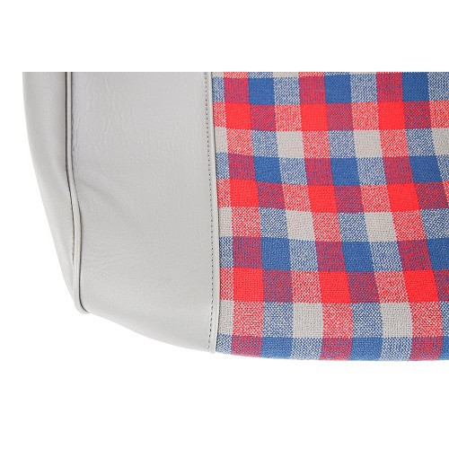 Set of front and rear seat covers for Renault 4 (01/1978-12/1992) - grey leatherette, red and blue plaid - RT20024