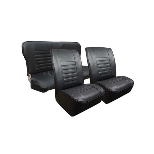 Set of front and rear seat covers for Renault 4 (01/1978-12/1992) - black leatherette