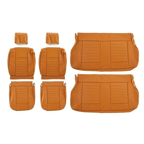 Set of front and rear seat covers for Renault 4 (01/1978-12/1992) - Camel leatherette - RT20030