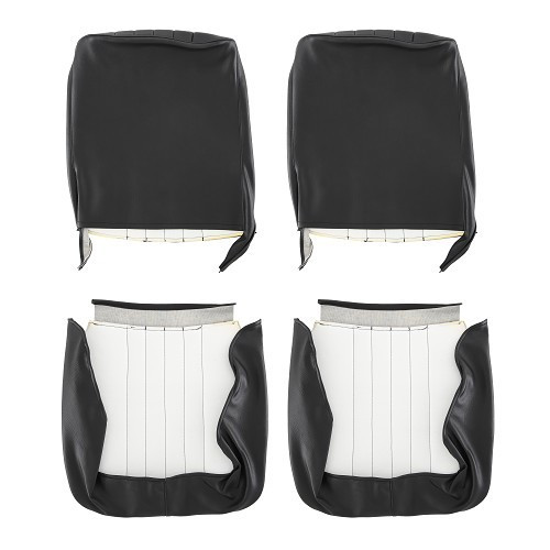 Set of front and rear seat covers for Renault 4 (10/1961-01/1978) - black leatherette - RT20032