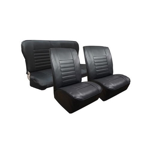 Set of front and rear seat covers for Renault 4 (10/1961-01/1978) - black leatherette