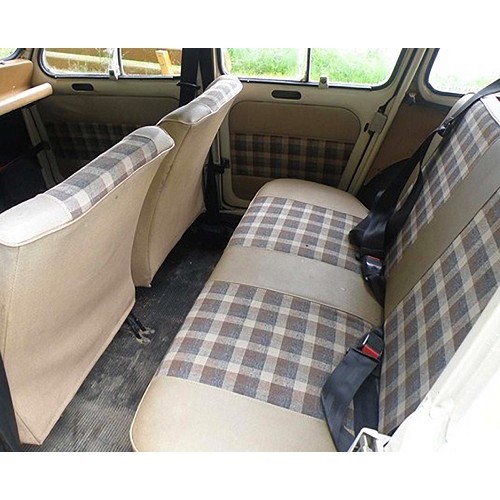 Set of front and rear seat covers for Renault 4 (01/1978-12/1992) - beige and brown skai-tartan fabric - RT20034