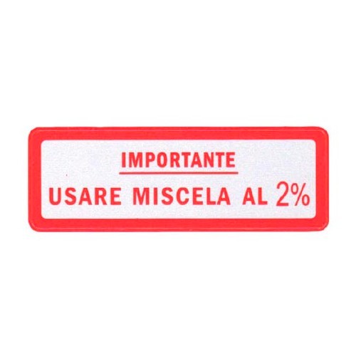     
                
                
    Rótulo vermelho "importante usare miscela al 2%" Vespa - SC82466
