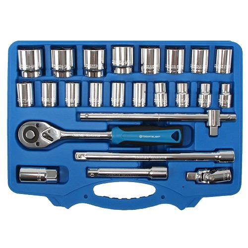 Socket and ratchet set TOOLATELIER - sizes in inches