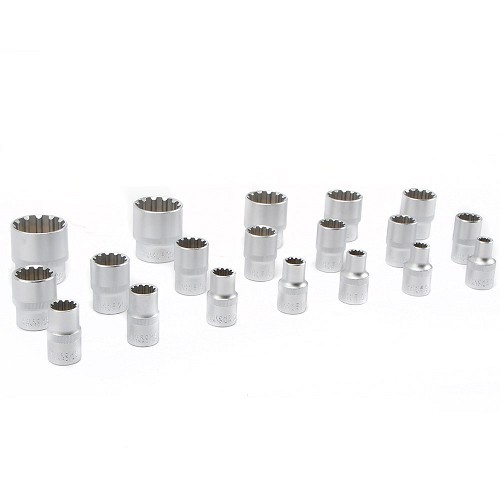 Set of 19 TOOLATELIER sockets 8 to 32 mm in 12 flats - TA00099