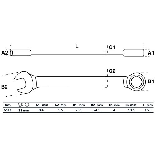 Chiave combinata a cricchetto metrica - 11 mm - TB00026