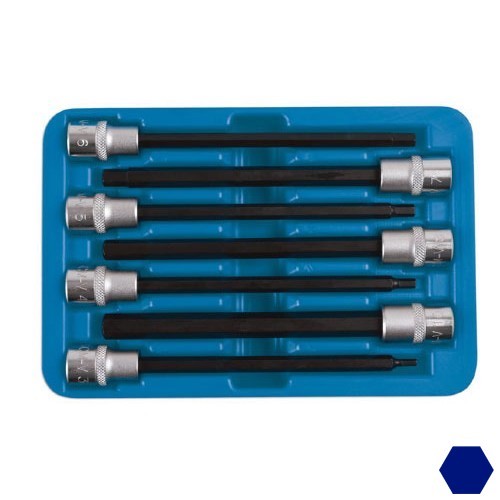  Hexagonal metric bits - square drive 3/8" - 7 pieces - TB01093 