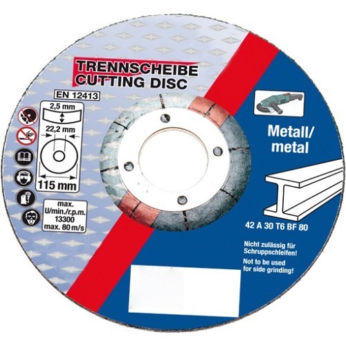  Disque de coupe pour métal type 42 diamètre 115 mm - TB04911 