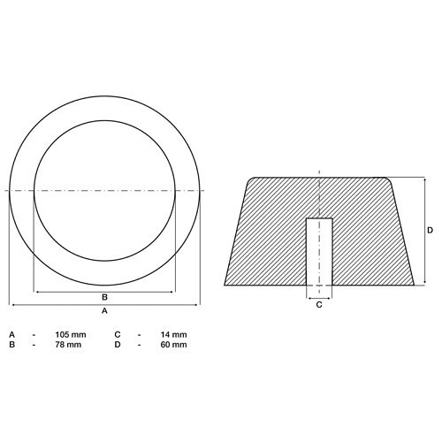 Rubber buffer for lift - Ø 105 mm - TB05114