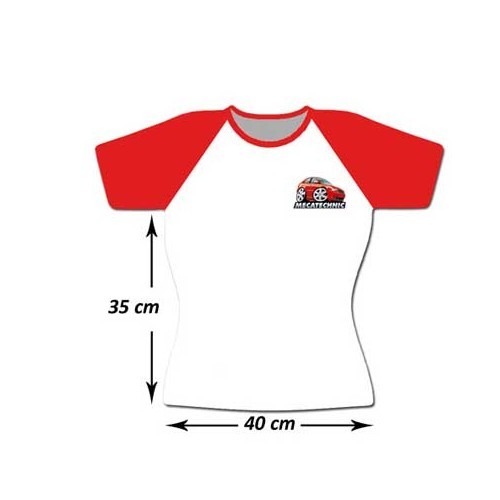 Damen-T-Shirt Weiß/Rot Rundhalsausschnitt mit einer roten A3 Größe S - TS2WA3RS