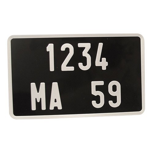 Plaque d'immatriculation moto noire classique - 210 x 130 mm