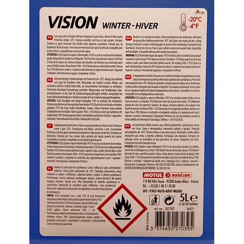 Windshield washer MOTUL Vision Winter -20°C for winter - canister - 5 Liters - UA01221