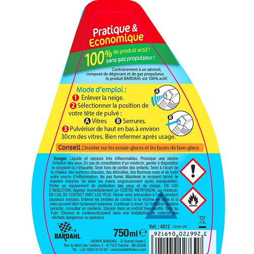 Dégivrant BARDAHL - pulvérisateur 750ml - UA01230