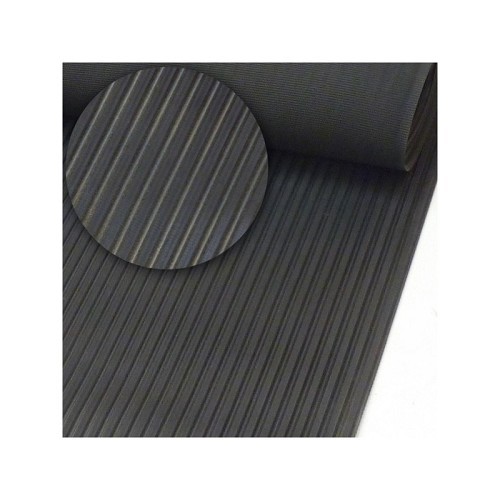  Black rubber floor mats sold by the metre - Wide stripes - UA11102 