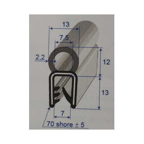  Schwarze Elastomerdichtung mit Metallarmierung - 13 x 25 mm - UA12907 