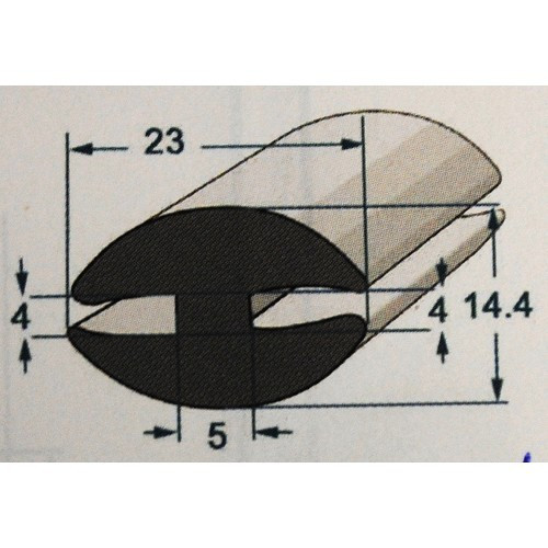 Black windshield and window gasket - 23 x 14 mm - UA12908