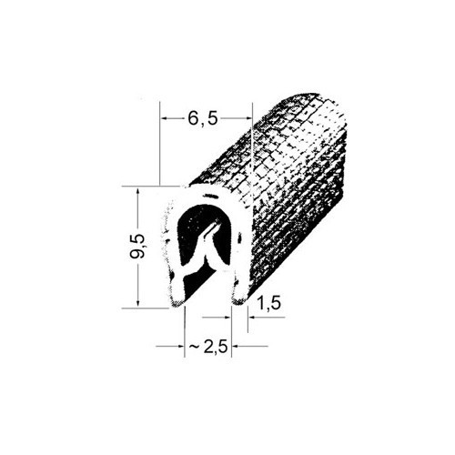  Junta de acabado en forma de U negra - 6,5 x 9,5 mm - UA13113 