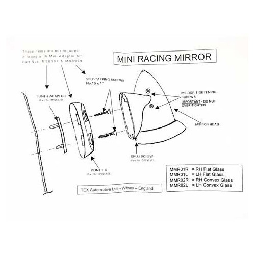 Stainless steel Mini racing left-hand door mirror - UA15015