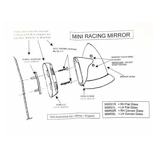 Roestvrij stalen "Mini racing" linkerspiegel - UA15015