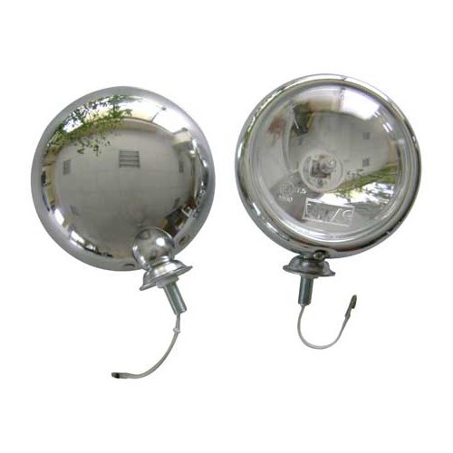 Set of 2 Mini-style WIPAC chrome-plated long-range headlights - UA15450