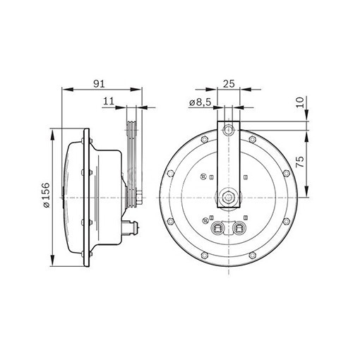 Coppia di clacson BOSCH cromati - 12 V - UA19036