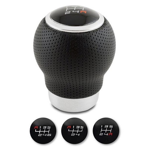  Round black leather gear knob - UB00200 