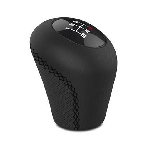  Black leather gear knob with black topstitching - UB00205 