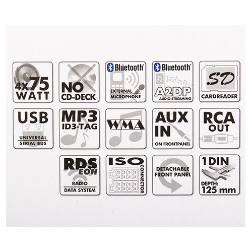 Auto Radio mit Bluetooth - 1 DIN - USB - 18 Eigenschaftskanäle - Retro Look  (RMD120BT) | Caliber