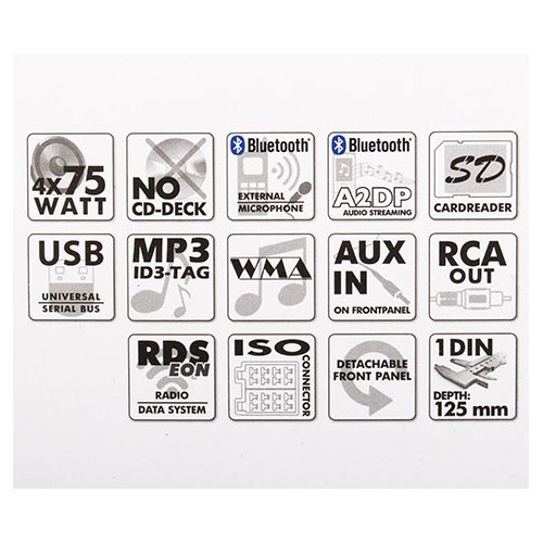 Autoradio USB-SD-Bluetooth Caliber RMD 120BT Chroom - UB01250