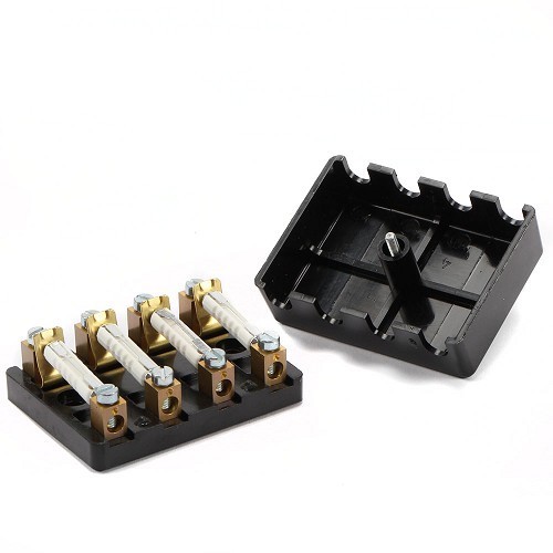 Housing for 4 steatite screw-in fuses - Black - UB08002