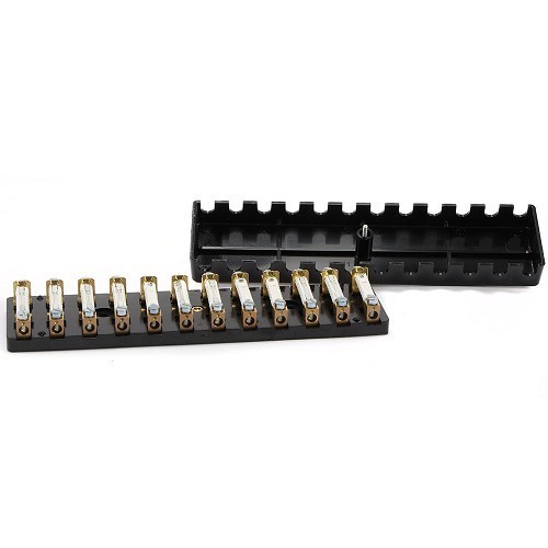 Housing for 12 steatite screw-in fuses - Black - UB08005