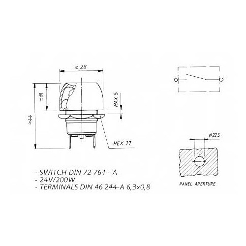 Bouton poussoir démarrage waterproof universel à fiches/cosses - UB08130