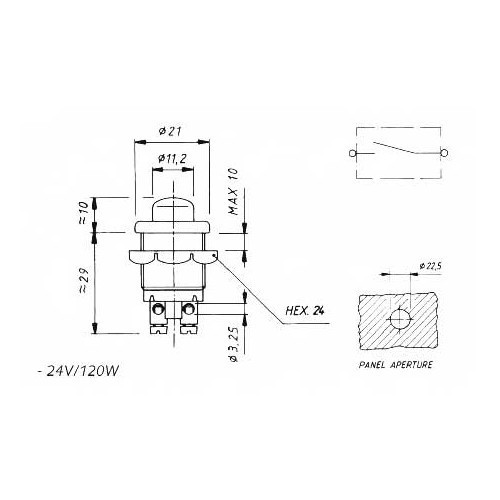 Black metal starter push-button - UB08150