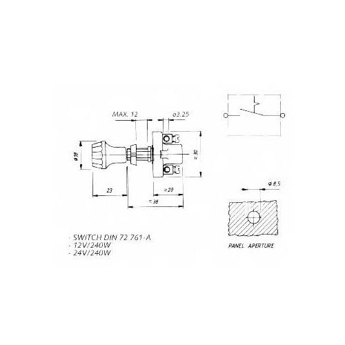 Interrupteur à tirette ON-OFF connexion à vis 18mm - UB08210