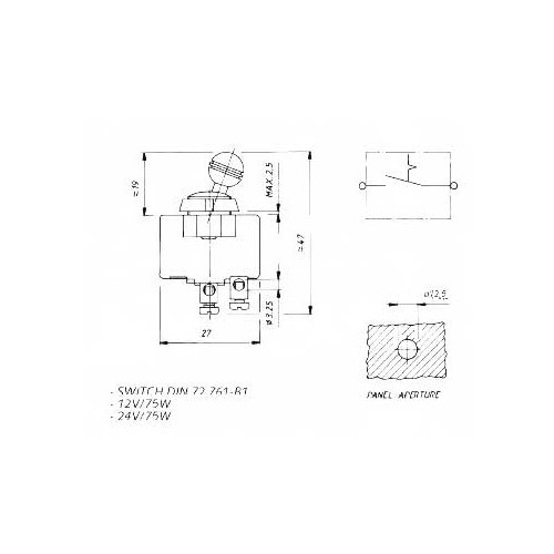 2-positiong black screw ON/OFF with a metal base - UB08240